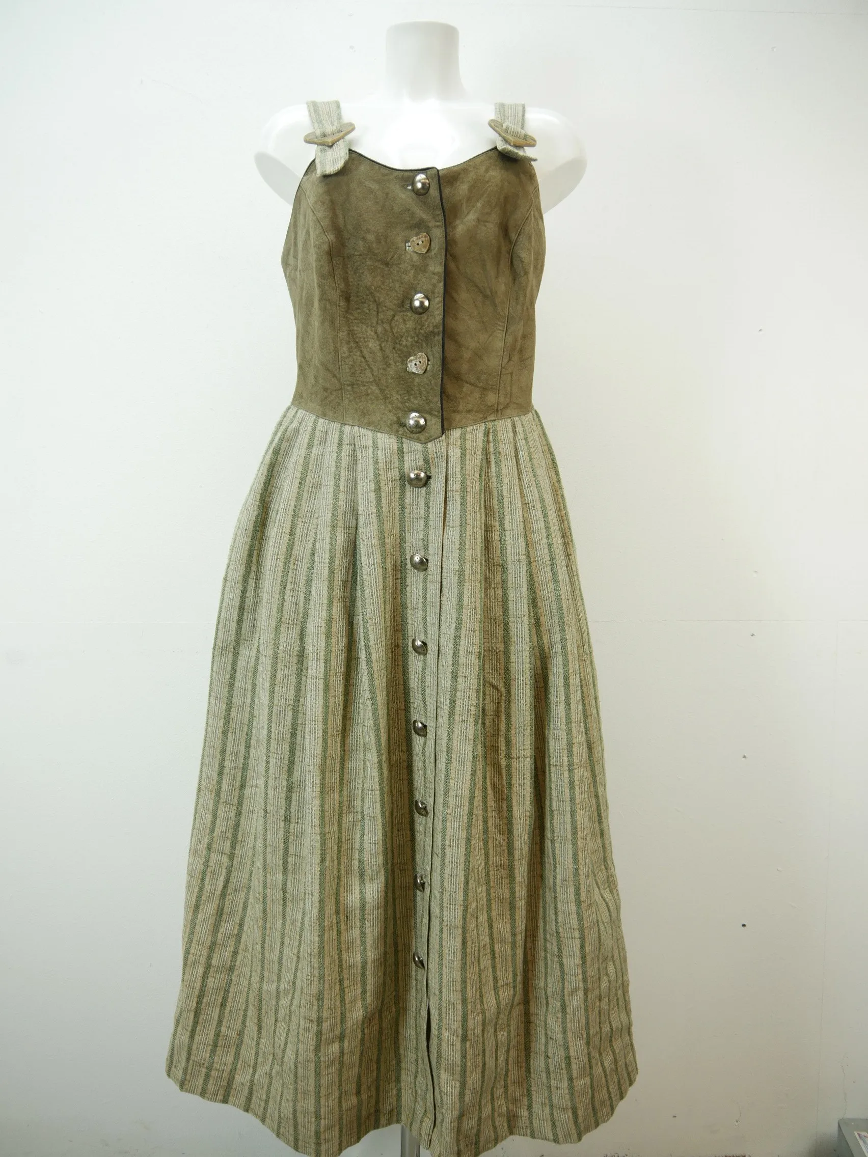Almrausch Salzburg grün braun berauschendes Landhaus Kleid Trachtenkleid Gr.40