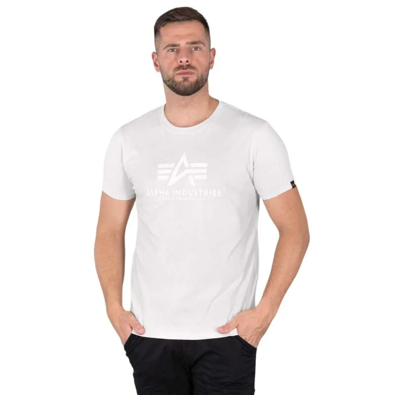 Alpha Industries Herren T-Shirt Basic Logo jet stream white/white
