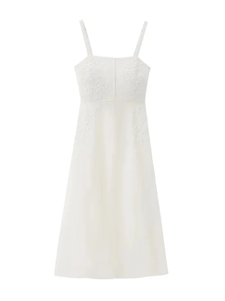 Elegante gestickte Midi-Kleid für Damen