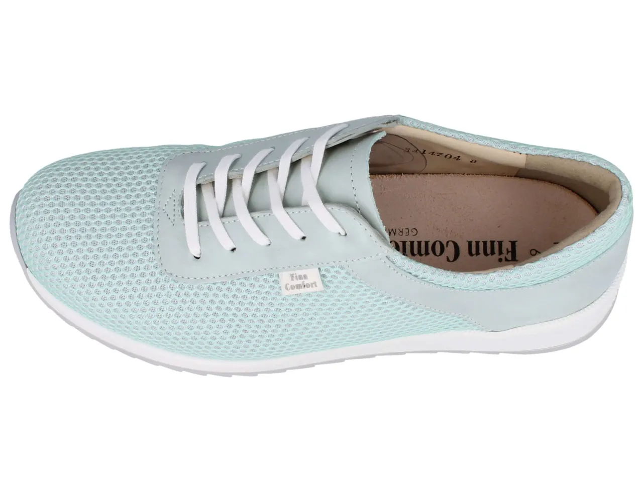 FINN COMFORT Cerritos Damen Schnürschuhe grün mint Mesh Glattleder