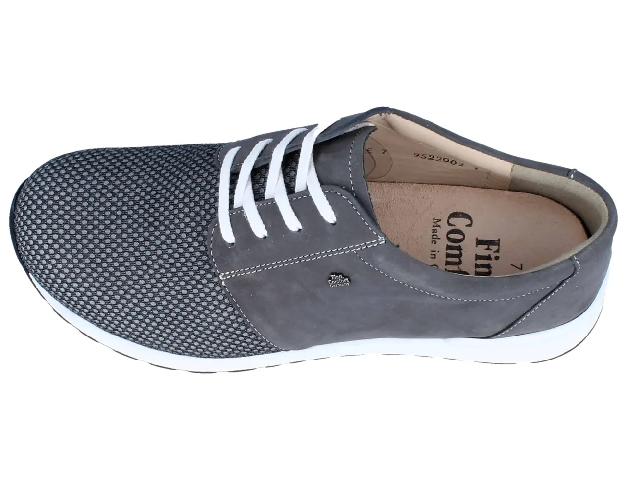 FINN COMFORT Enfield Herren Schnürschuhe grau Nubukleder und Mesh
