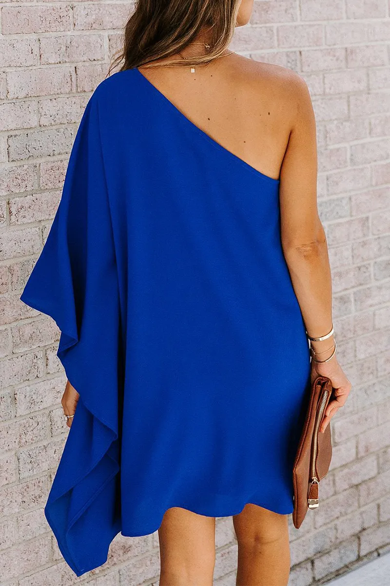 Frauen ein Schulter Cape Mini Kleid