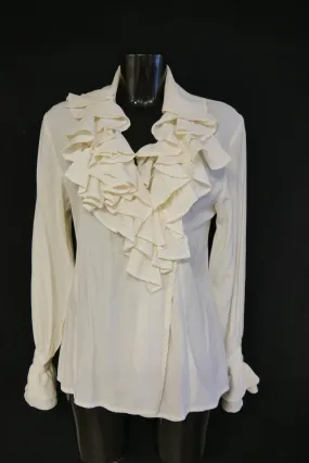Gr.36 Trachtenbluse creme Bluse für Dirndl Young Fashion mit Rüschen TB9604