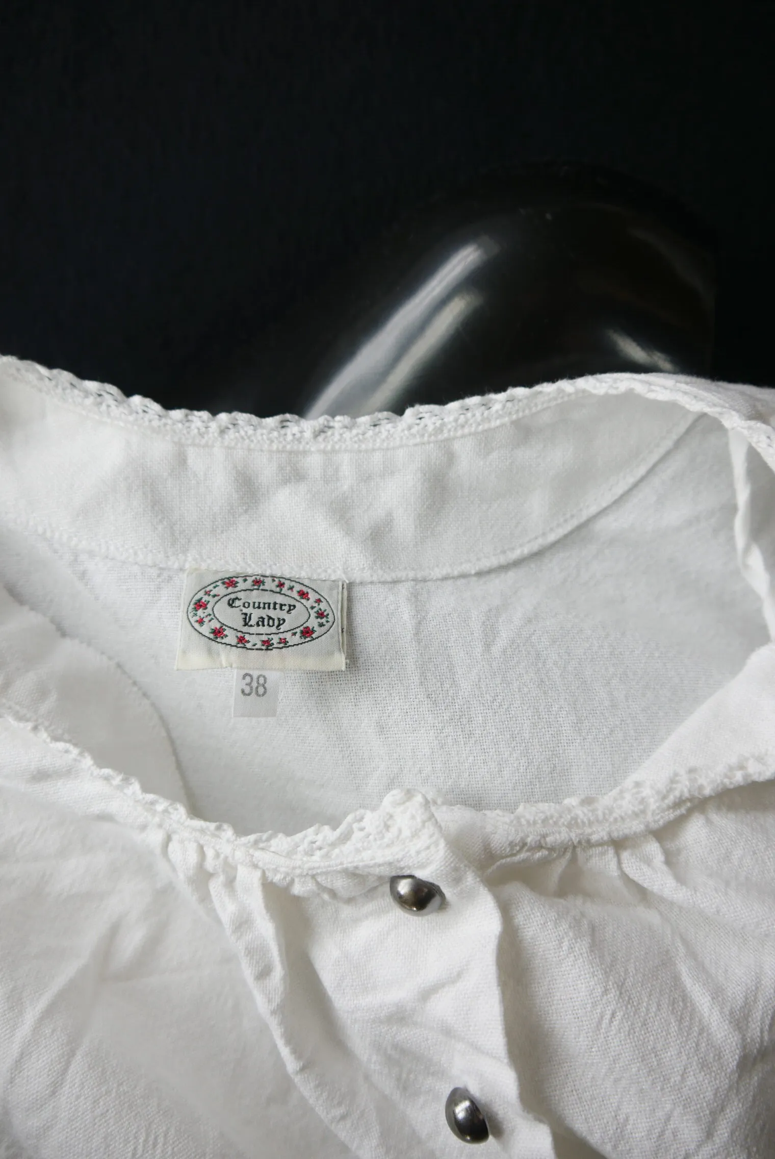 Gr.38 Dirndlbluse weiß Bluse für Dirndl Country Lady Baumwolle Spitze B10765
