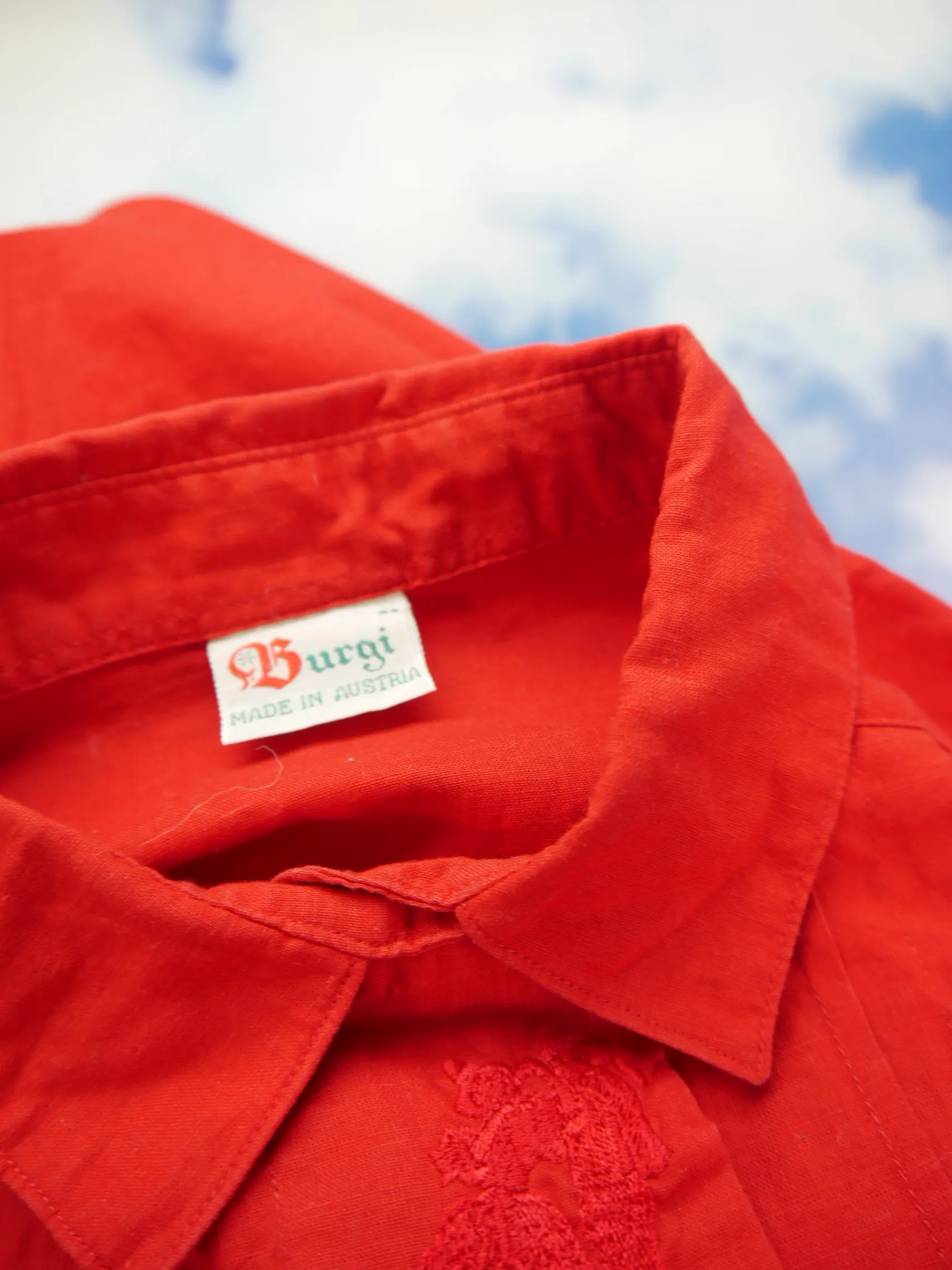 Gr.38 Trachtenbluse Bluse rot Baumwolle Burgi mit Stickerei TB5724