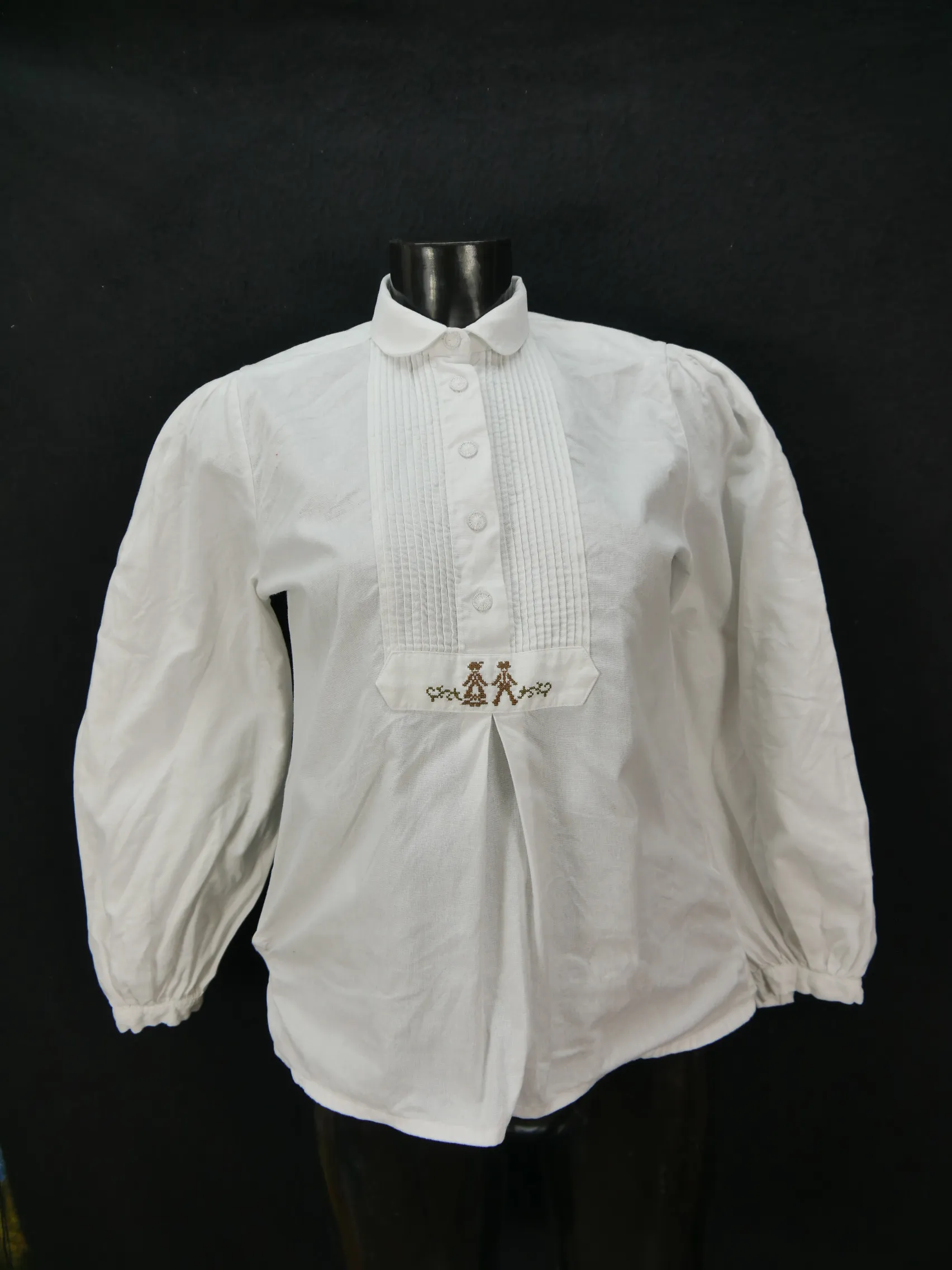 Gr.38 Trachtenbluse Bluse weiß Baumwolle Gede mit Stickerei TB5415
