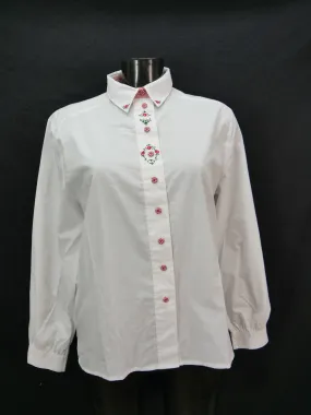 Gr.38 Trachtenbluse weiß Bluse Meico Polyestermischung mit Stickerei TB5846