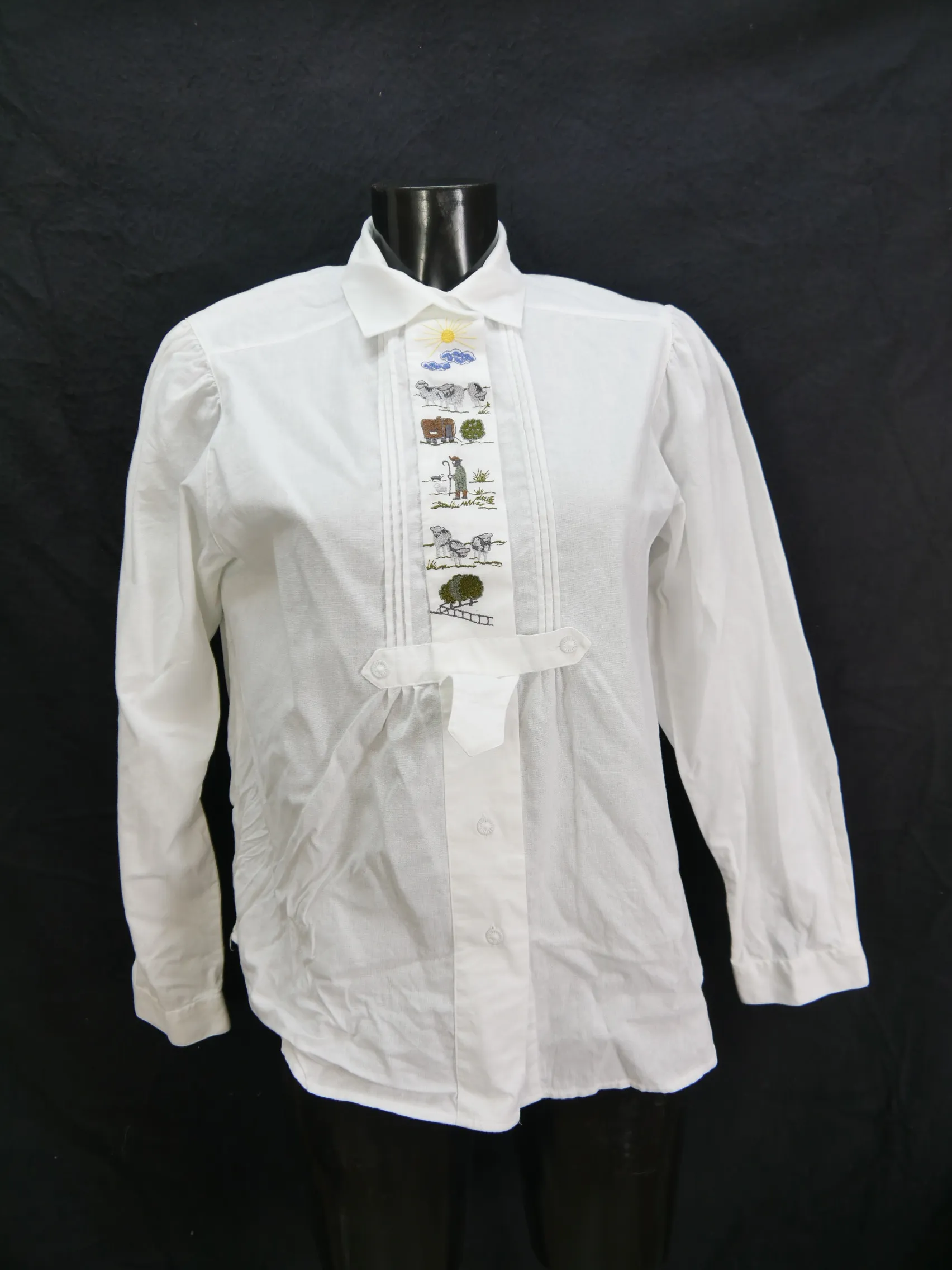 Gr.38 Trachtenbluse weiß Wallmann Bluse Baumwolle Stickerei TB5760