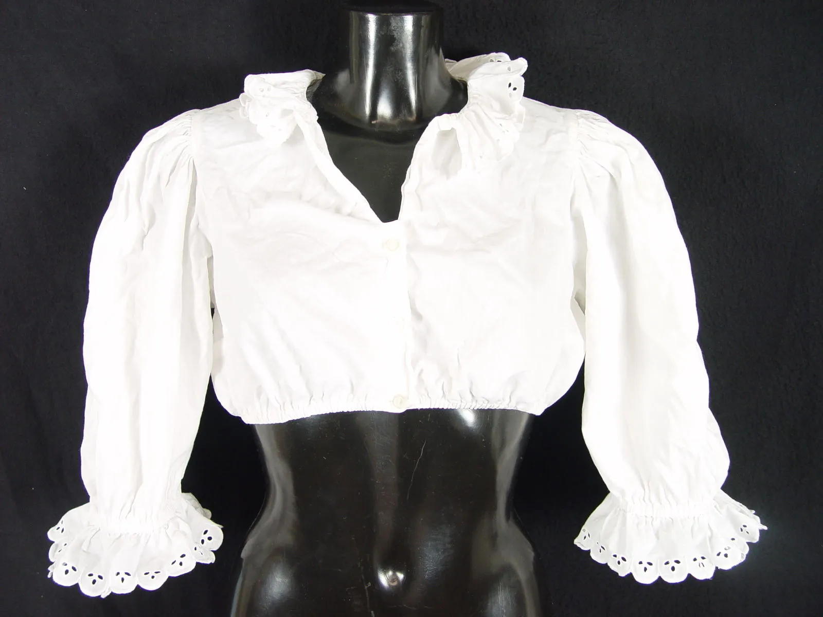 Gr.42 Dirndlbluse Bluse für Dirndl mit Stehkragen Trachtenbluse B4452