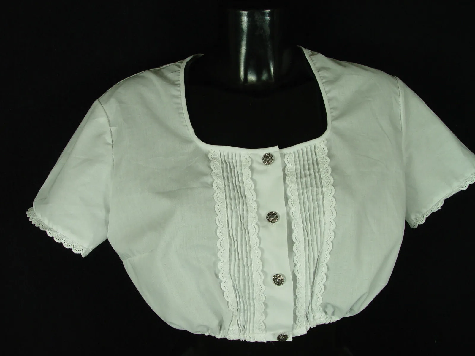 Gr.42 Dirndlbluse  mit rundem Ausschnitt  Bluse für Dirndl Trachtenbluse B2874
