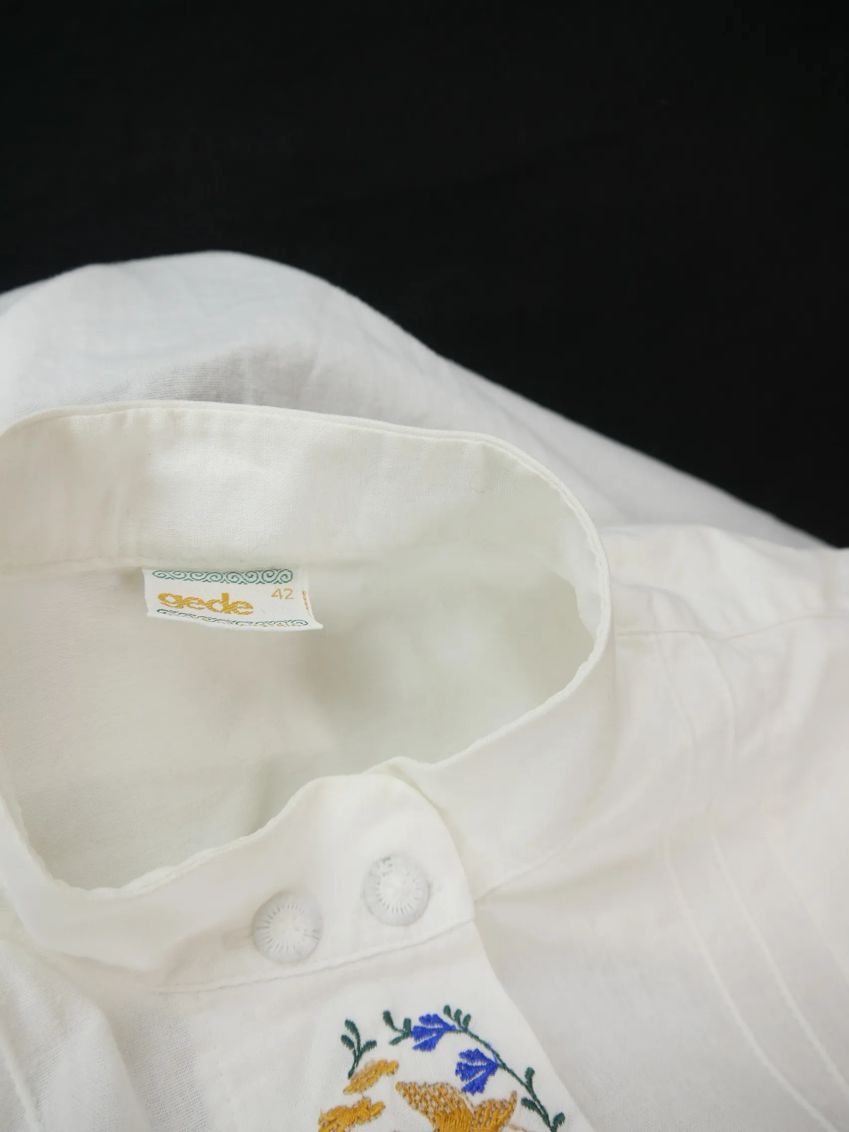 Gr.42 Trachtenbluse weiß Bluse Gede Baumwolle mit Stickerei TB7328