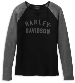 Harley-Davidson Damen Longsleeve Hallmark Thermal Knit schwarz/grau