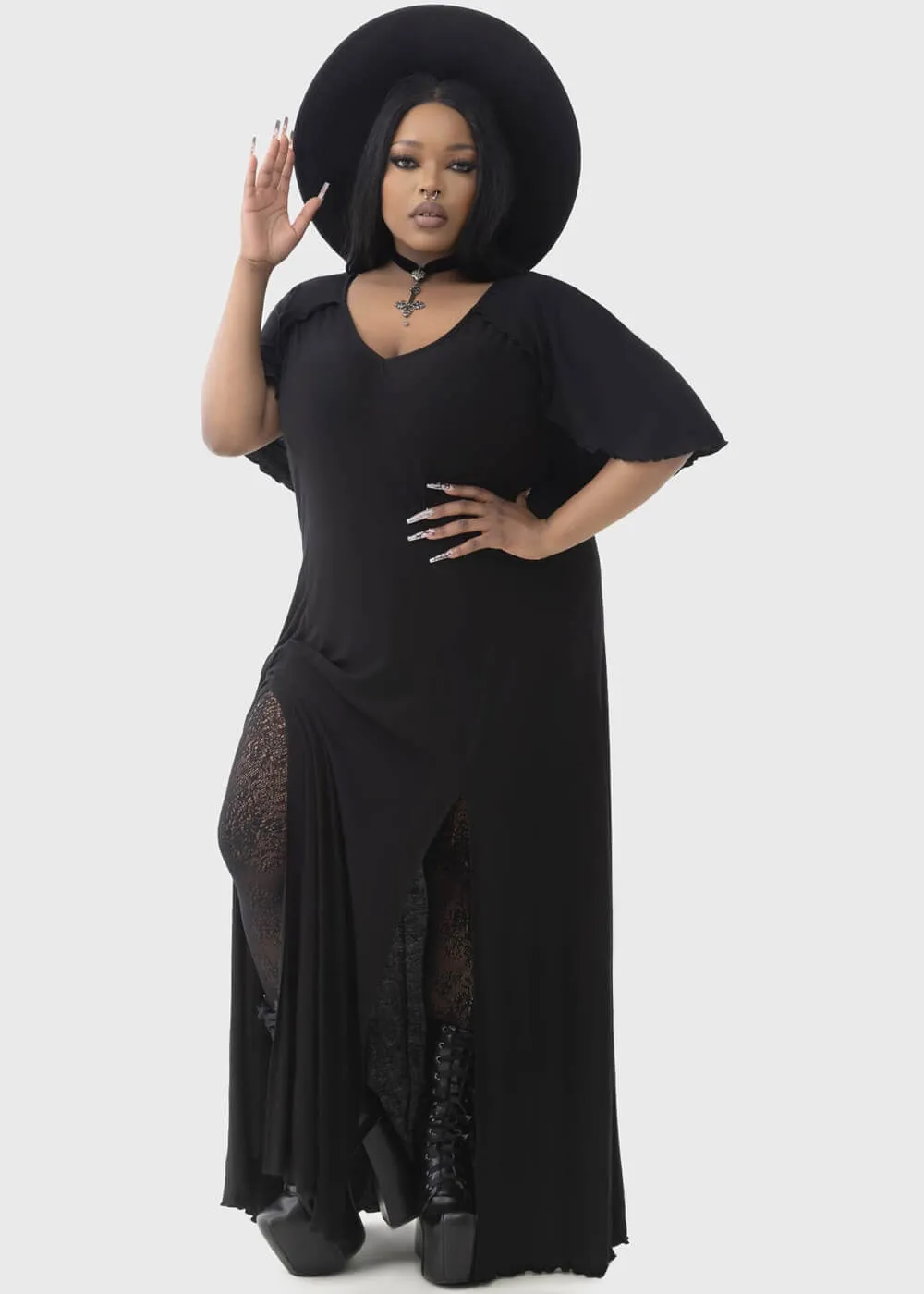 Killstar Krypt Lovers Maxi Kleid Schwarz
