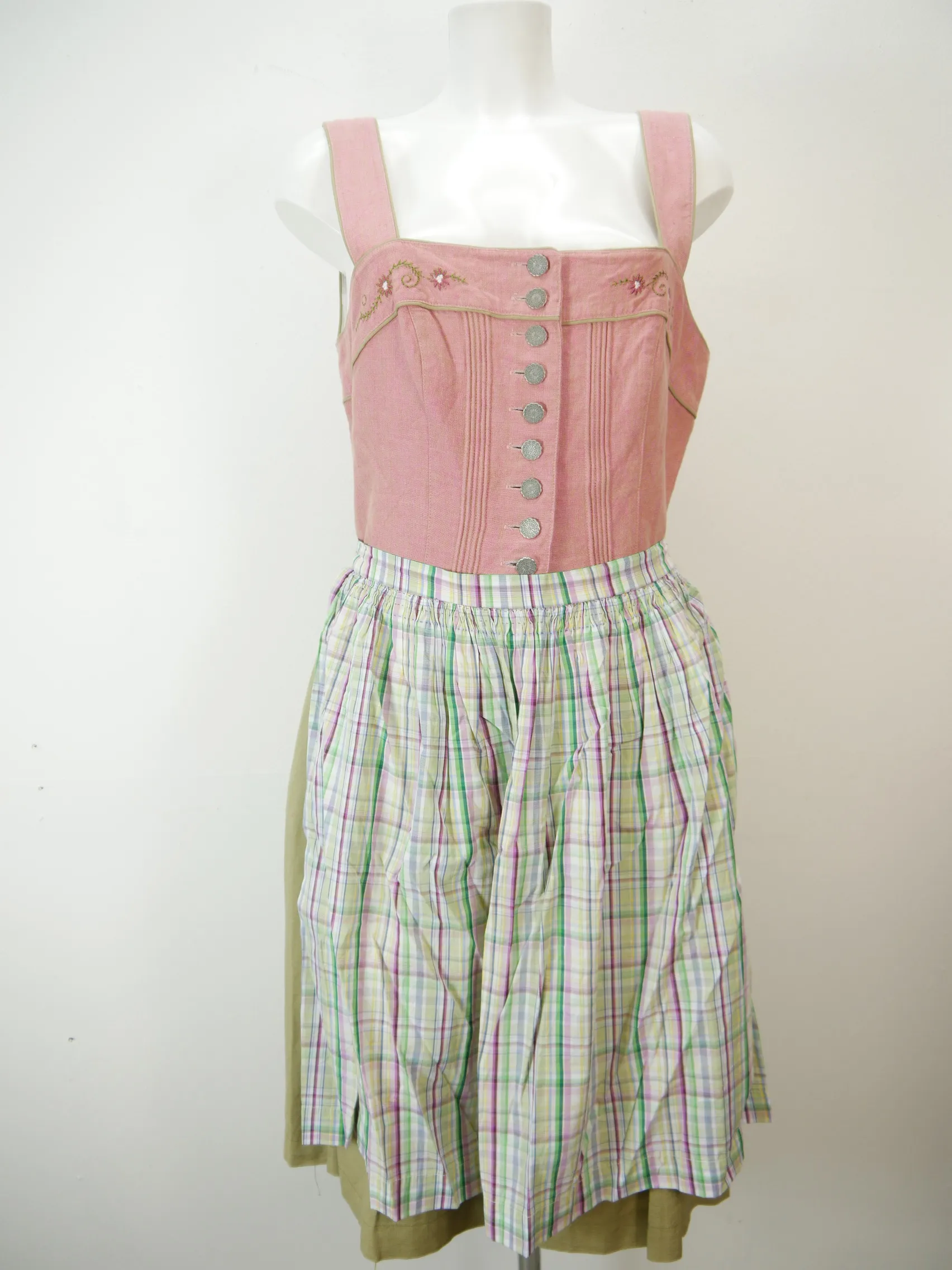 Original Alphorn rosa mit Stickerei wundervolles Dirndl mit Schürze Gr.44