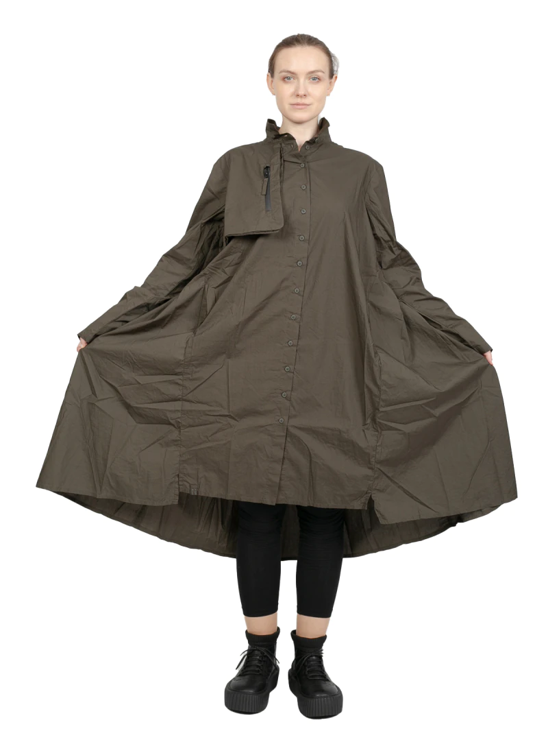 Rundholz Black Label - Kleid hinten gerüscht mit Brusttasche Popeline Jungle - 2243320912-