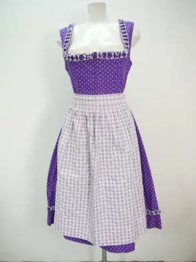 Salzburger Dirndl Baumwolle lila Balkonett mit Blumen Dirndl mit Schürze Gr.46