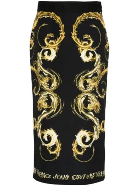   Versace Jeans Couture  Twill Skirt Black  Midi-Röcke 