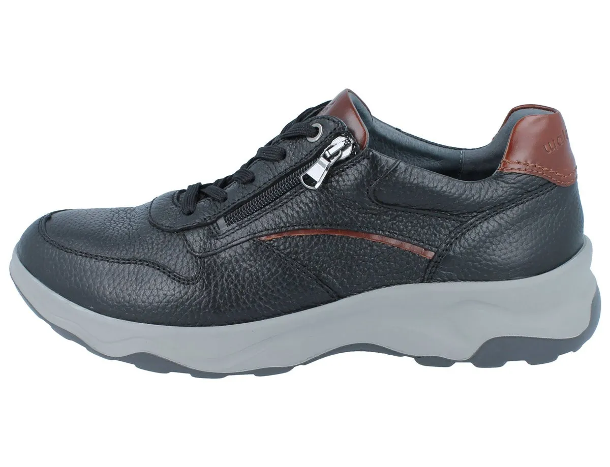 WALDLÄUFER H-Max Herren Schnürschuhe schwarz braun Glattleder Hirsch