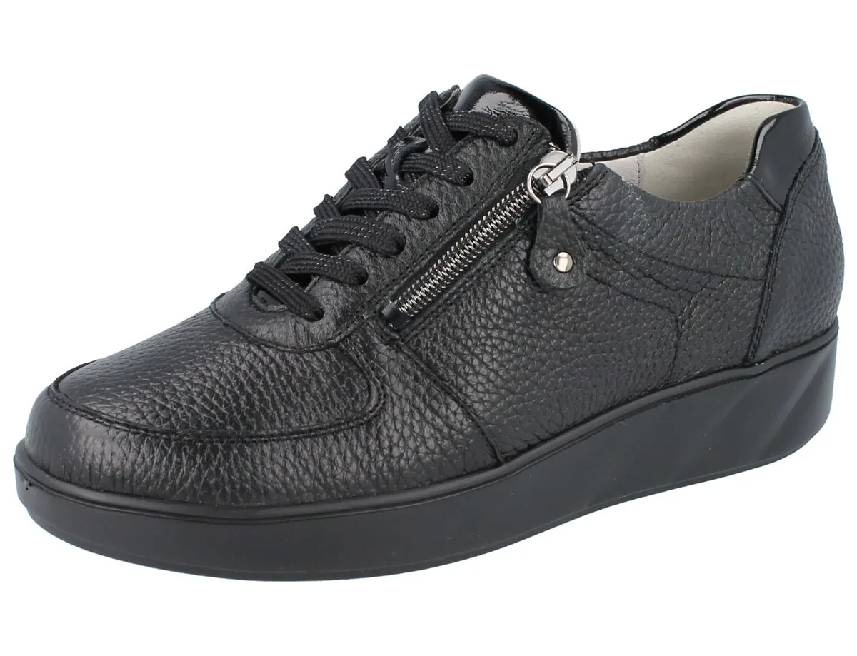 WALDLÄUFER K-Lili Damen Schnürschuhe schwarz Hirschleder